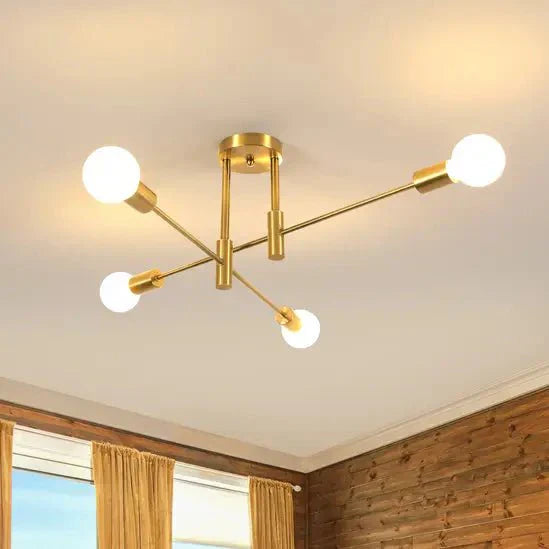Branching Multi-Arm Ceiling Light, Round Glass Globe Diffusers