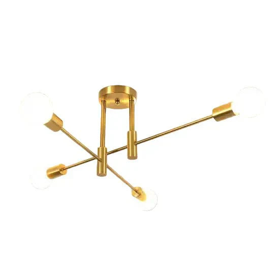 Branching Multi-Arm Ceiling Light, Round Glass Globe Diffusers