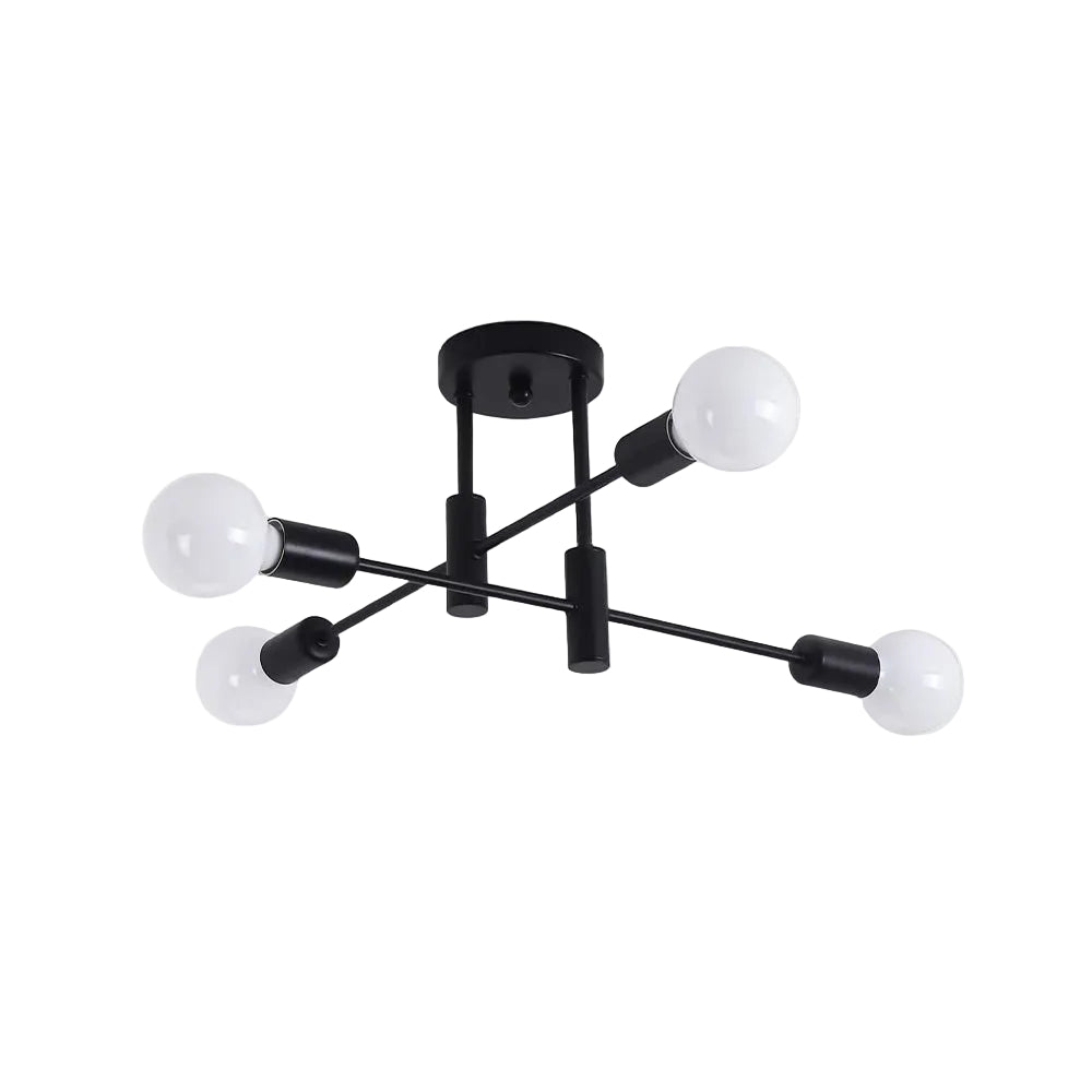 Branching Multi-Arm Ceiling Light, Round Glass Globe Diffusers