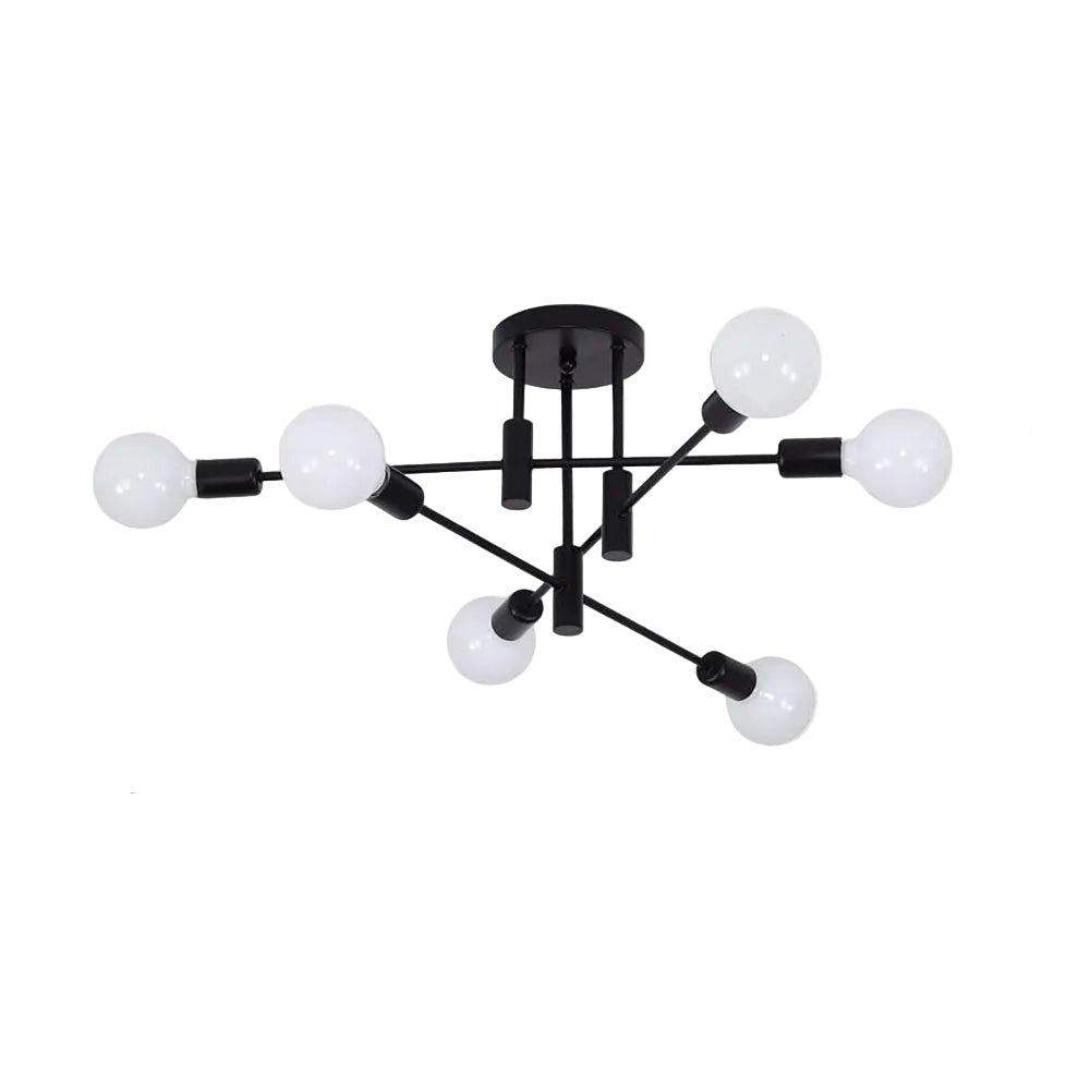 Branching Multi-Arm Ceiling Light, Round Glass Globe Diffusers