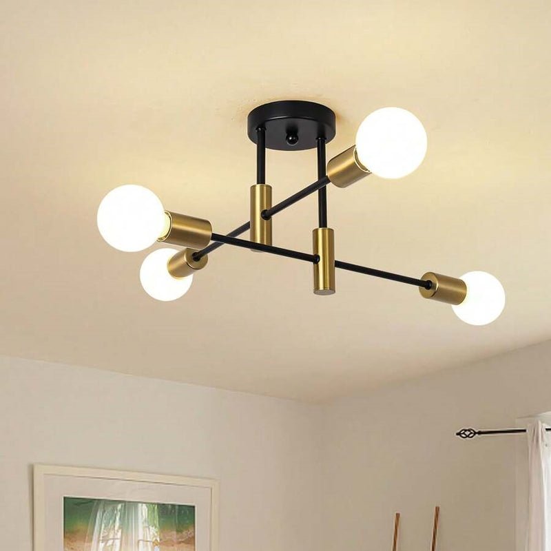 Branching Multi-Arm Ceiling Light, Round Glass Globe Diffusers