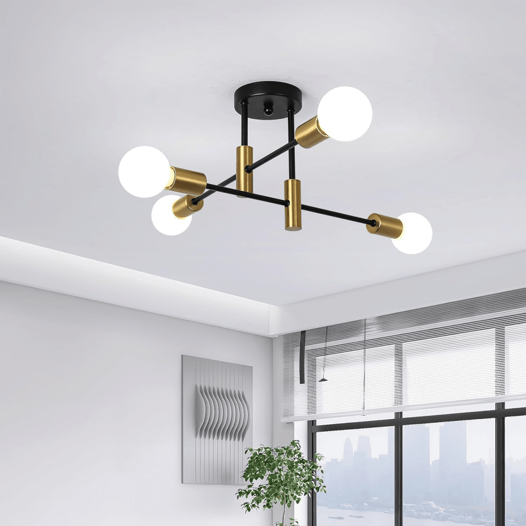 Branching Multi-Arm Ceiling Light, Round Glass Globe Diffusers