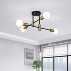 Branching Multi-Arm Ceiling Light, Round Glass Globe Diffusers