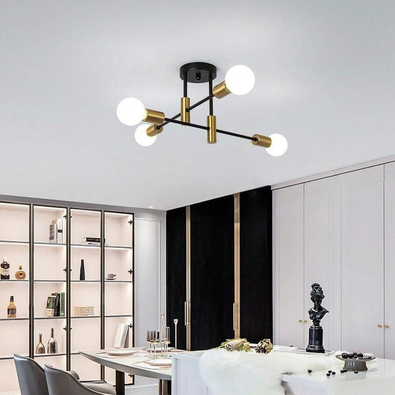 Branching Multi-Arm Ceiling Light, Round Glass Globe Diffusers