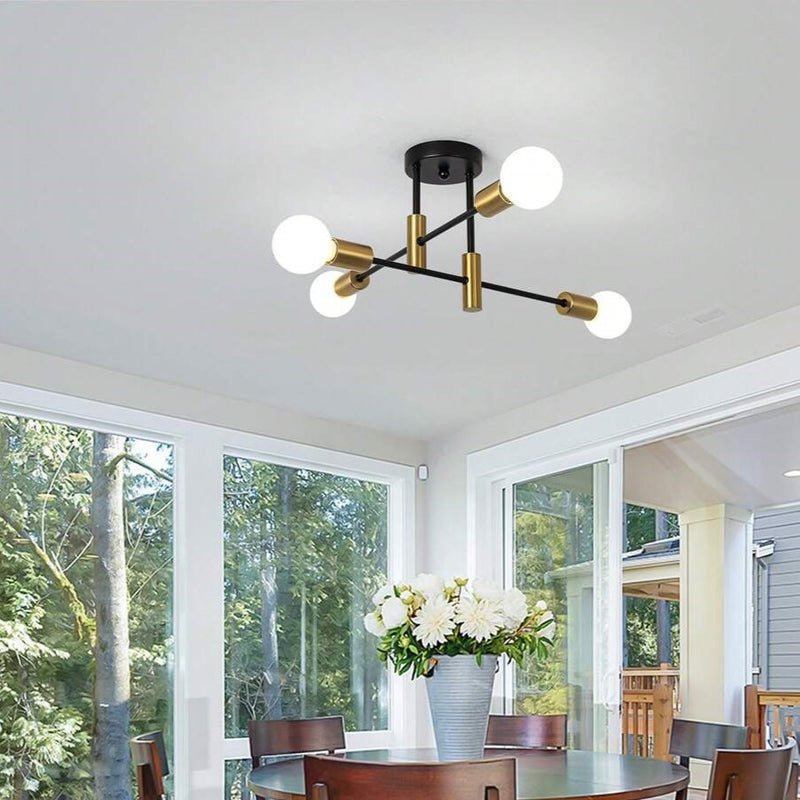 Branching Multi-Arm Ceiling Light, Round Glass Globe Diffusers