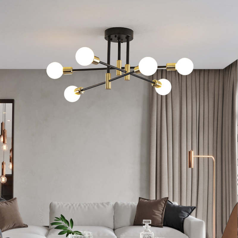 Branching Multi-Arm Ceiling Light, Round Glass Globe Diffusers
