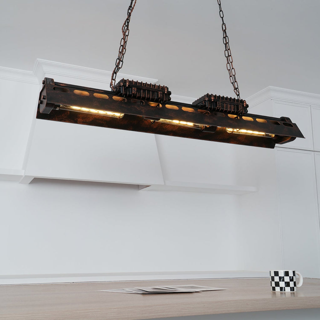Lysekrone, rustent jern industrielt steampunk, E27 Edison-fatninger, fast installation
