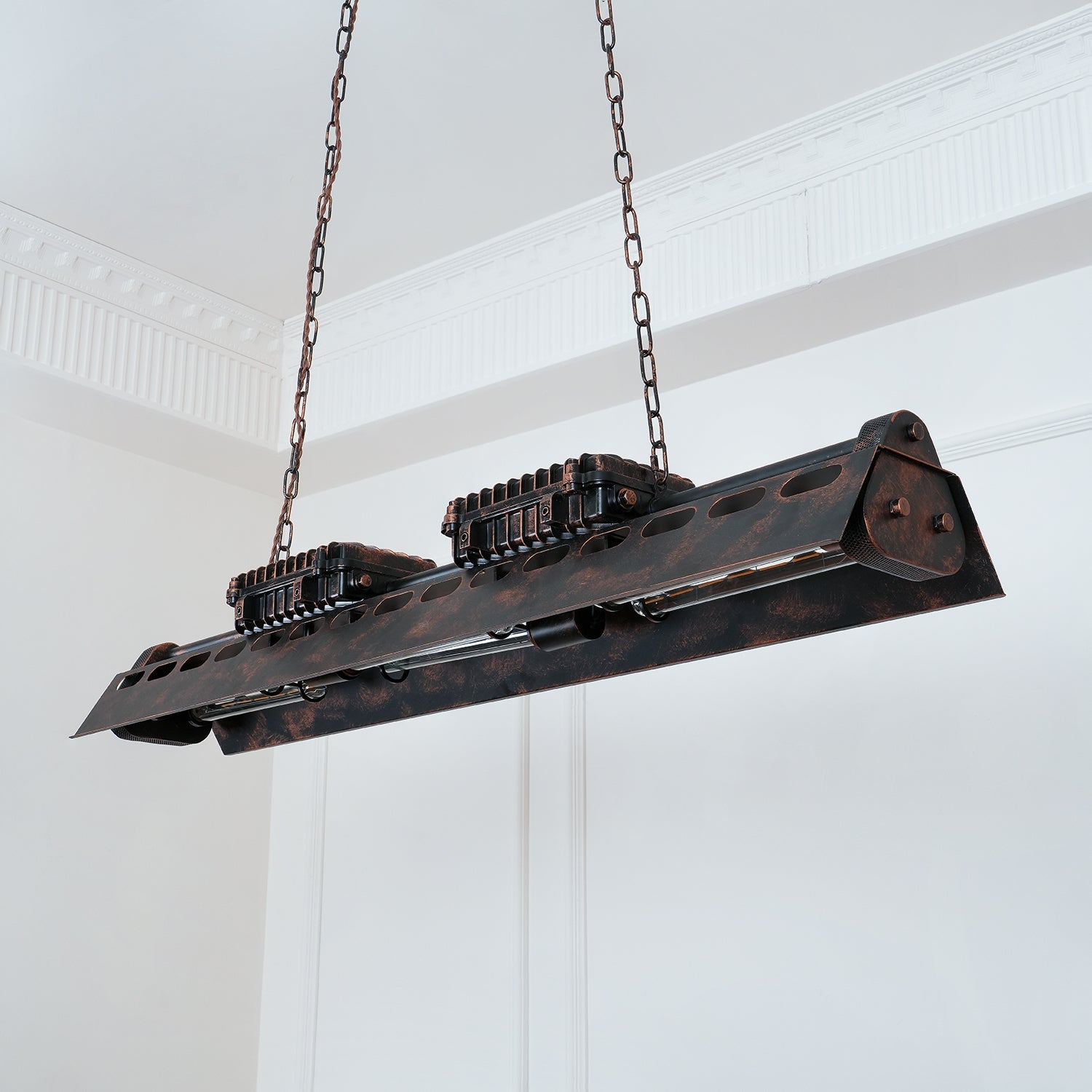Lysekrone, rustent jern industrielt steampunk, E27 Edison-fatninger, fast installation