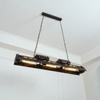Hollow-out rust iron chandelier with multiple exposed Edison bulbs