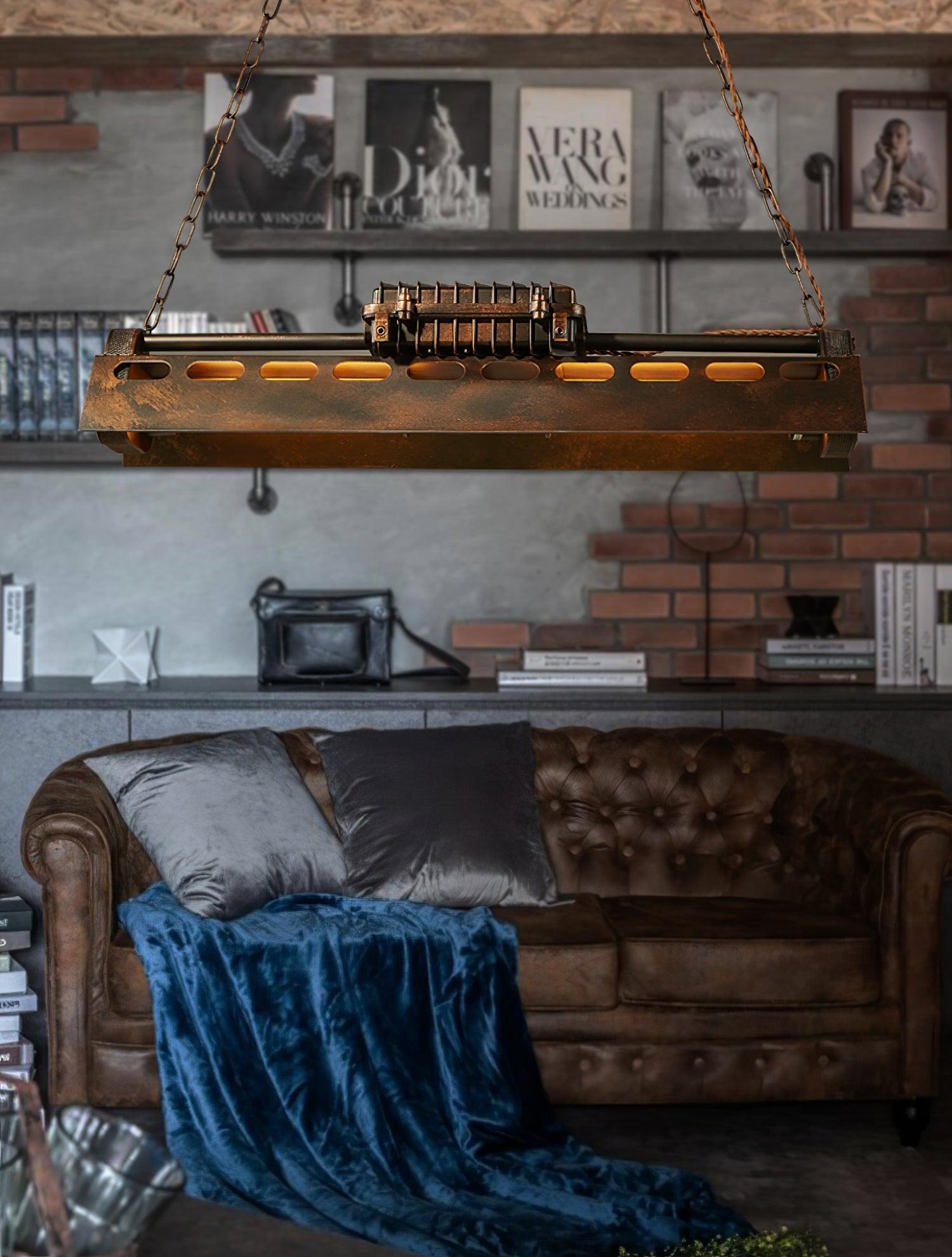 Lysekrone, rustent jern industrielt steampunk, E27 Edison-fatninger, fast installation
