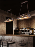 Lysekrone, rustent jern industrielt steampunk, E27 Edison-fatninger, fast installation