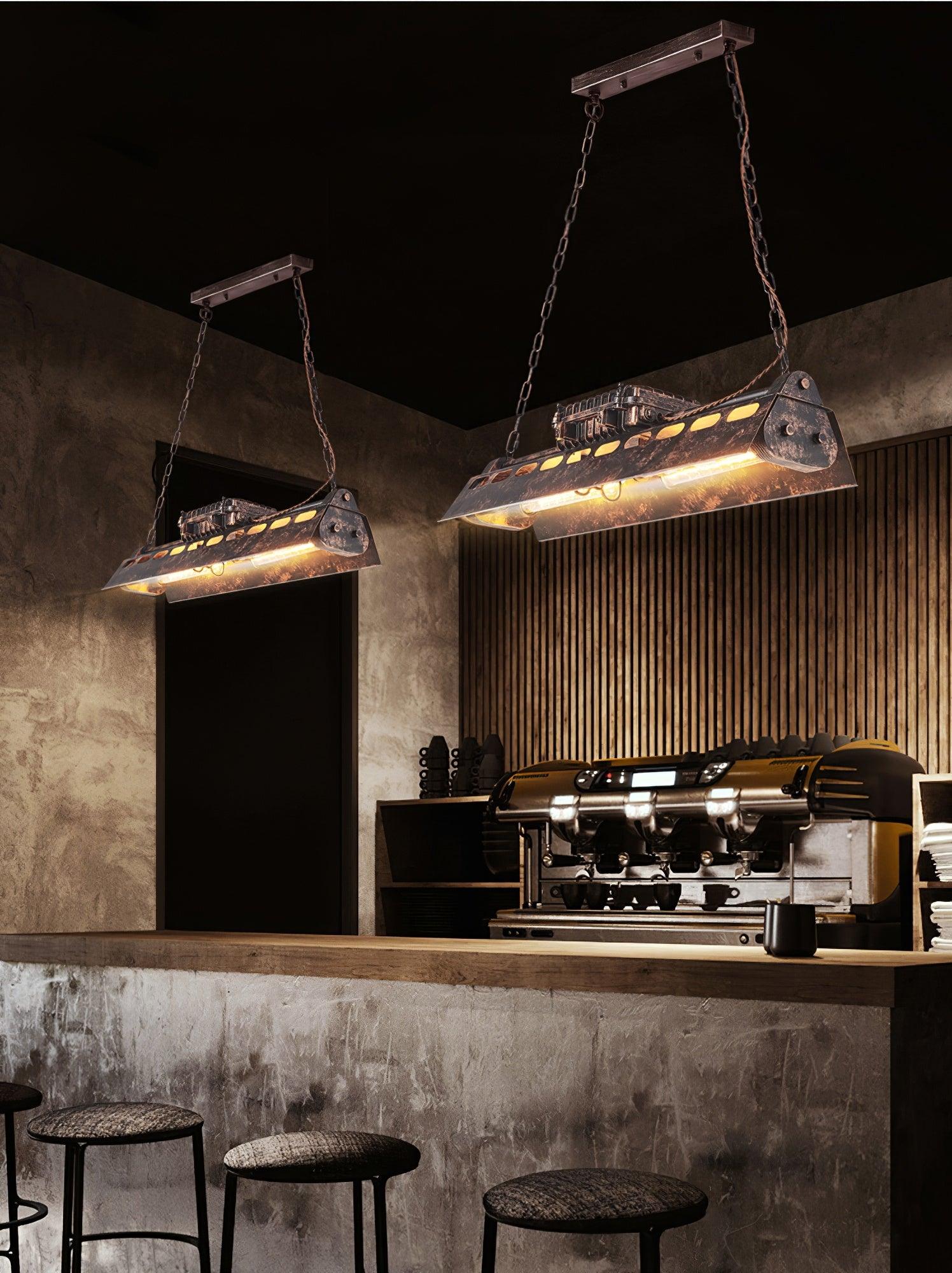 Lysekrone, rustent jern industrielt steampunk, E27 Edison-fatninger, fast installation