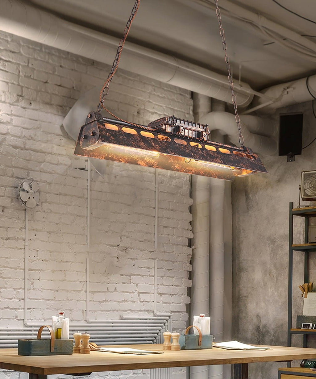 Lysekrone, rustent jern industrielt steampunk, E27 Edison-fatninger, fast installation