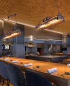 Lysekrone, rustent jern industrielt steampunk, E27 Edison-fatninger, fast installation