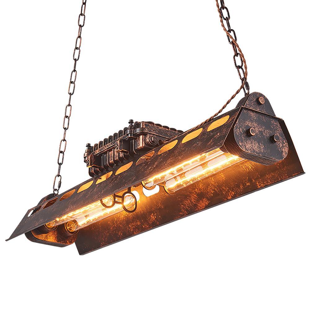 Lysekrone, rustent jern industrielt steampunk, E27 Edison-fatninger, fast installation