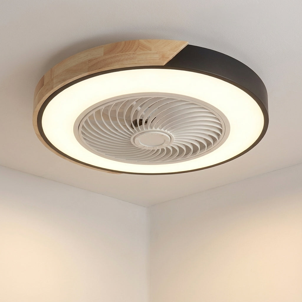 Ventilateur de plafond avec lumière LED intégrée, design sans pales avec télécommande
