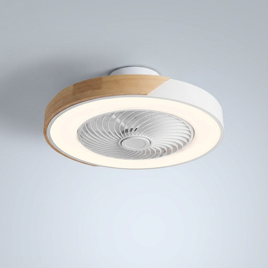 Ventilateur de plafond avec lumière LED intégrée, design sans pales avec télécommande