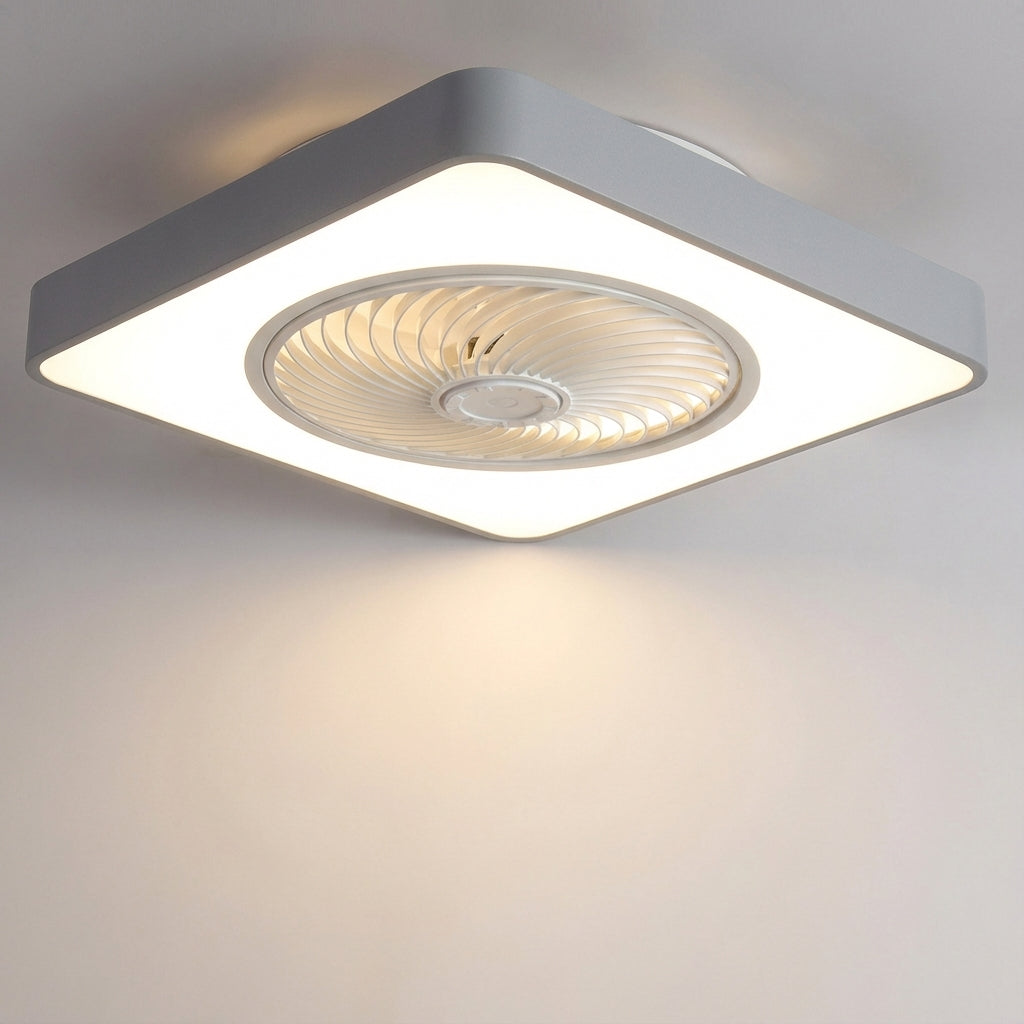 Ventilateur de plafond avec lumière LED intégrée, design sans pales avec télécommande