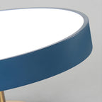 Round flush mount ceiling light with wide white acrylic diffuser