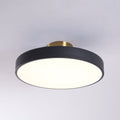Flush mount ceiling light with wide diffuser and black accents