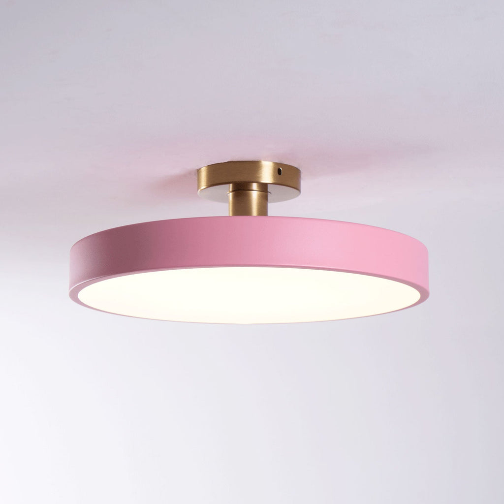 Wide diffuser flush mount ceiling light spreading even warm light