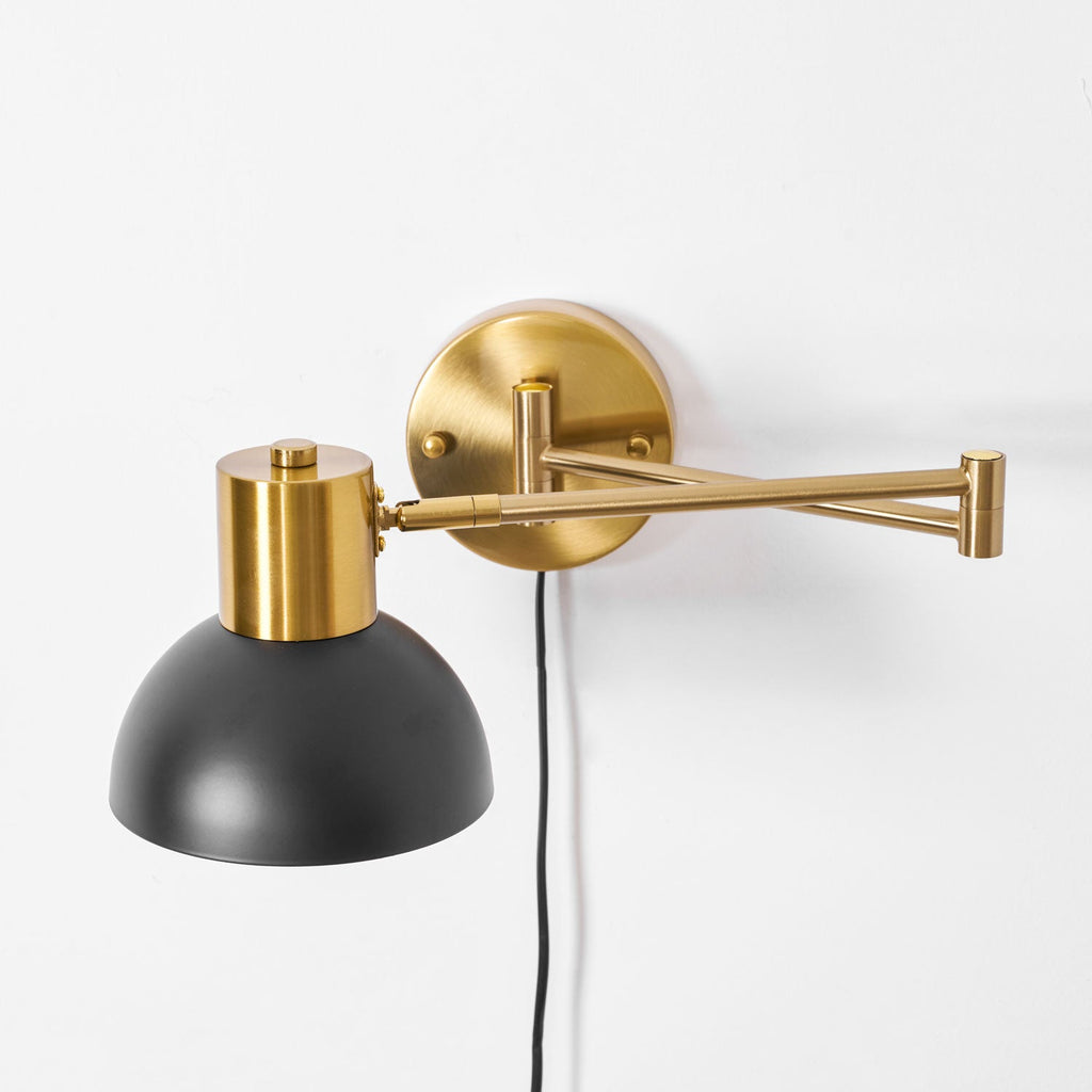 Swing Arm Wall Lamp, Plug In, Adjustable 360 Arm, E27 Socket