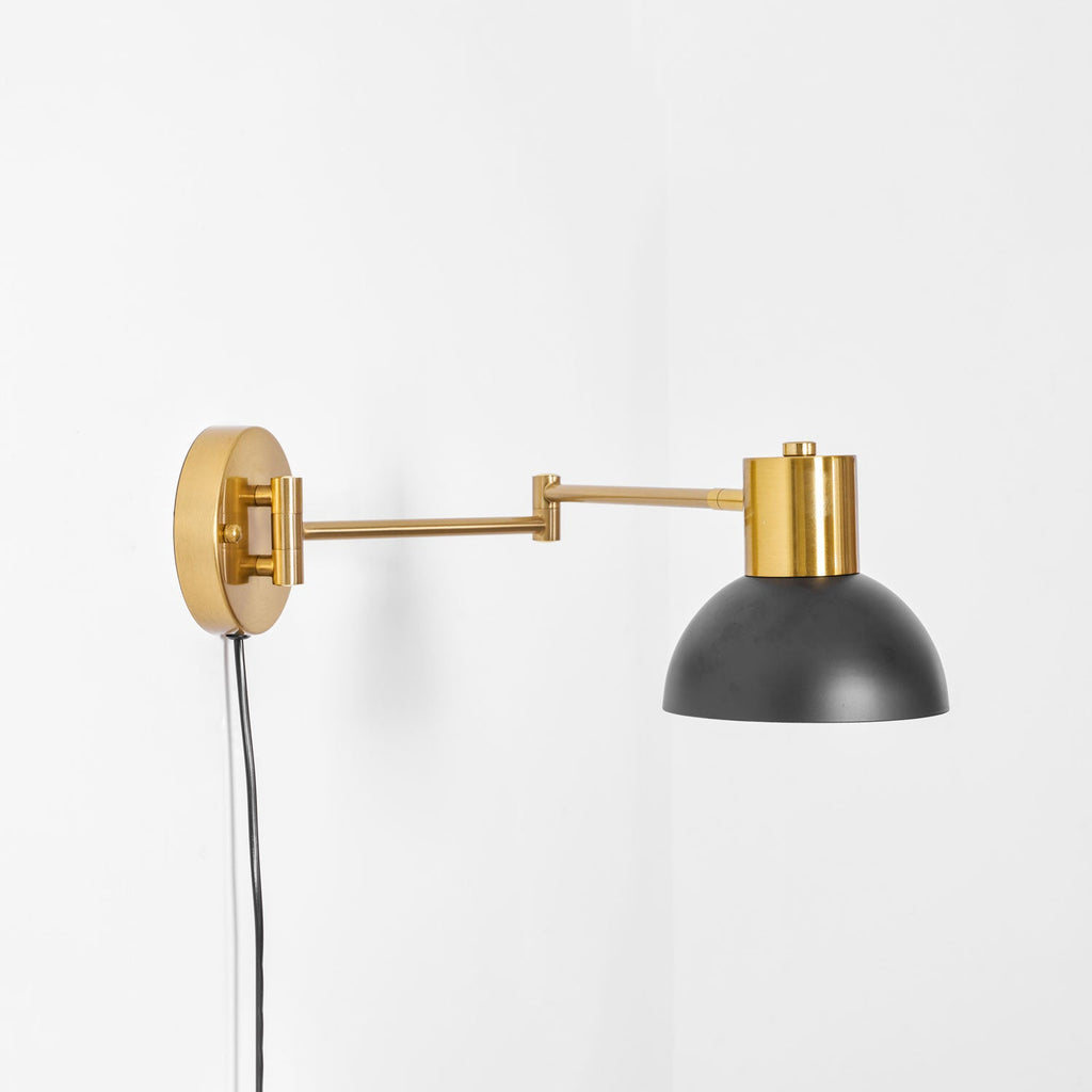 Swing Arm Wall Lamp, Plug In, Adjustable 360 Arm, E27 Socket