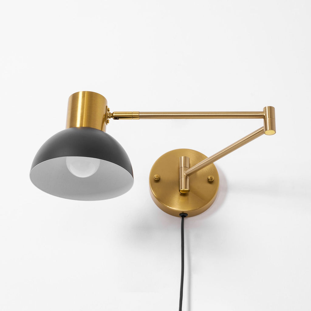 Swing Arm Wall Lamp, Plug In, Adjustable 360 Arm, E27 Socket