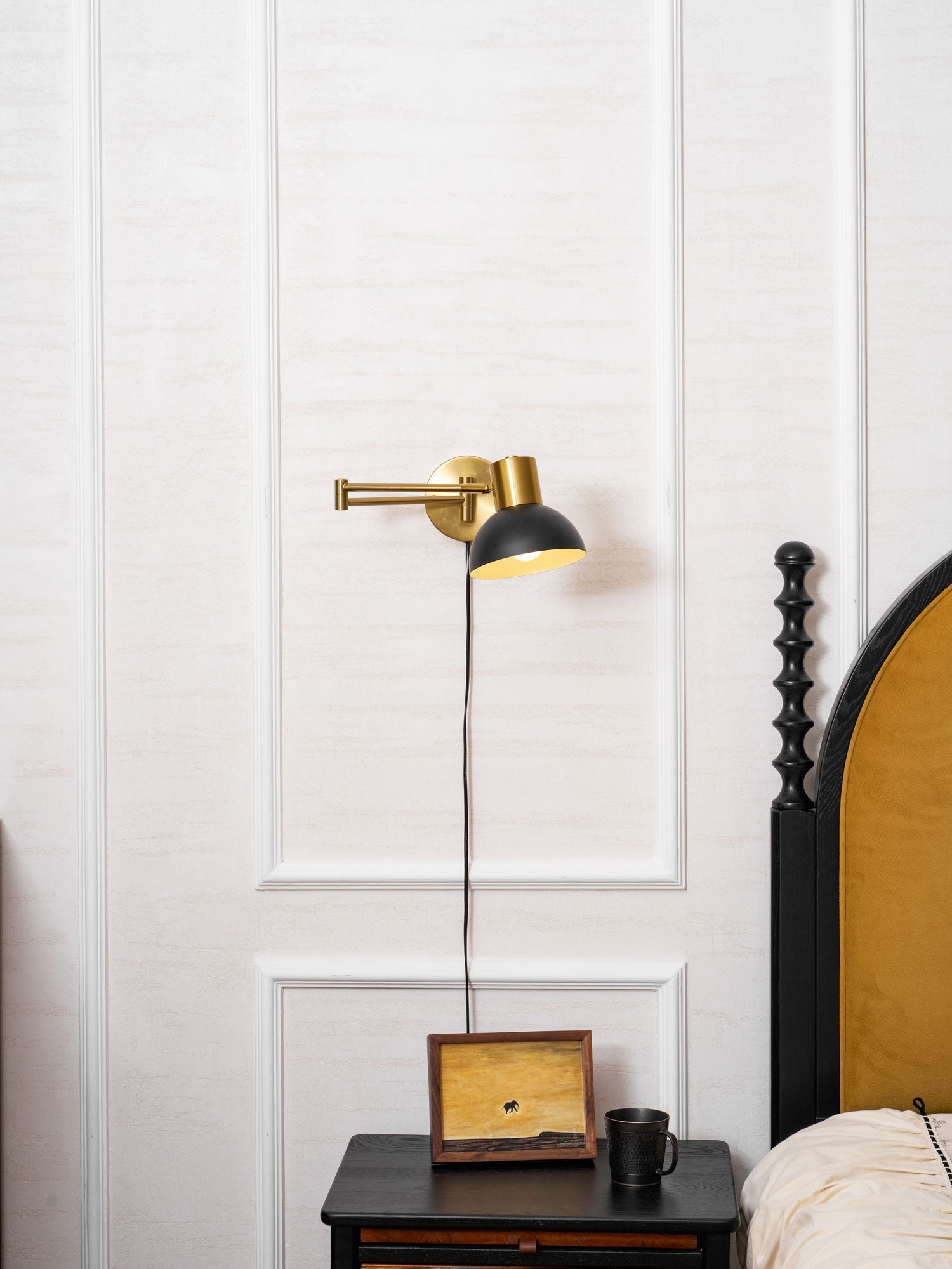 Swing Arm Wall Lamp, Plug In, Adjustable 360 Arm, E27 Socket