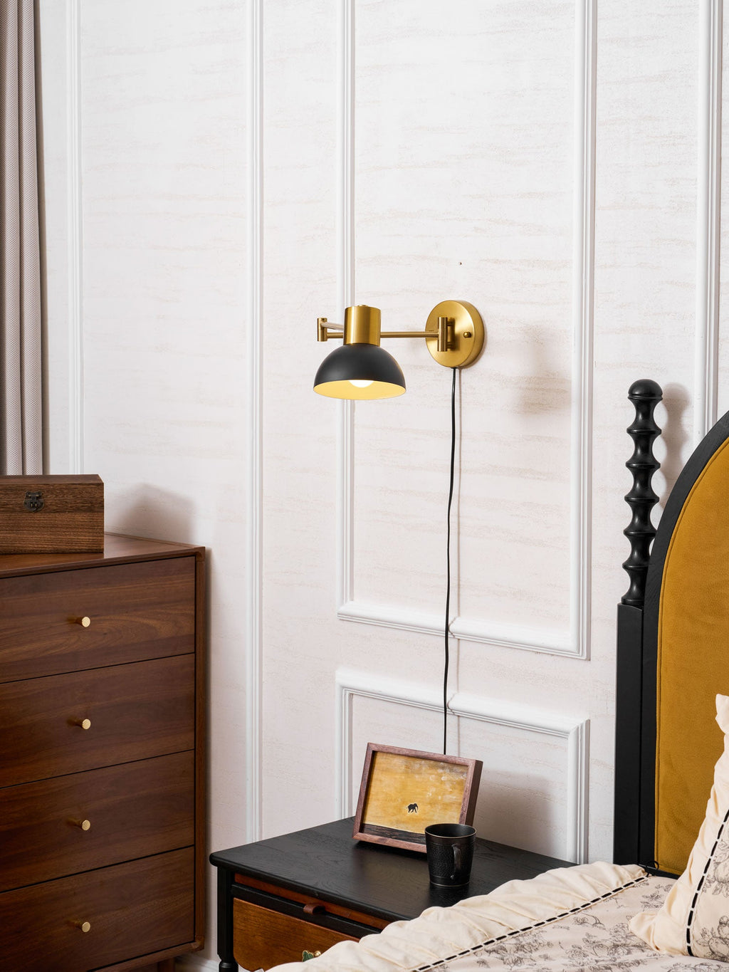 Swing Arm Wall Lamp, Plug In, Adjustable 360 Arm, E27 Socket