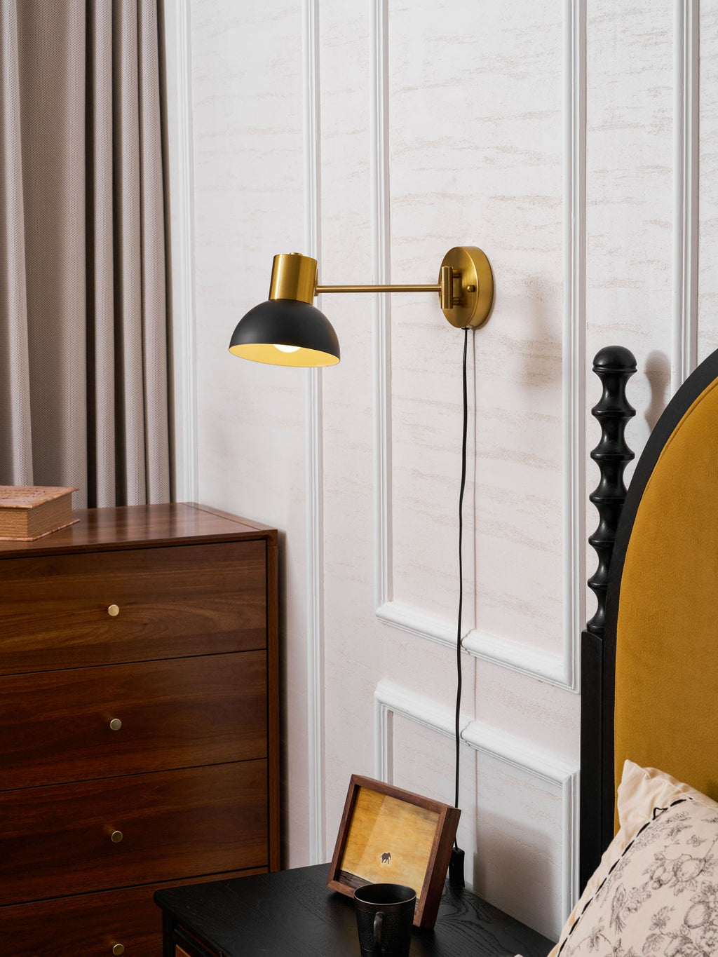 Swing Arm Wall Lamp, Plug In, Adjustable 360 Arm, E27 Socket
