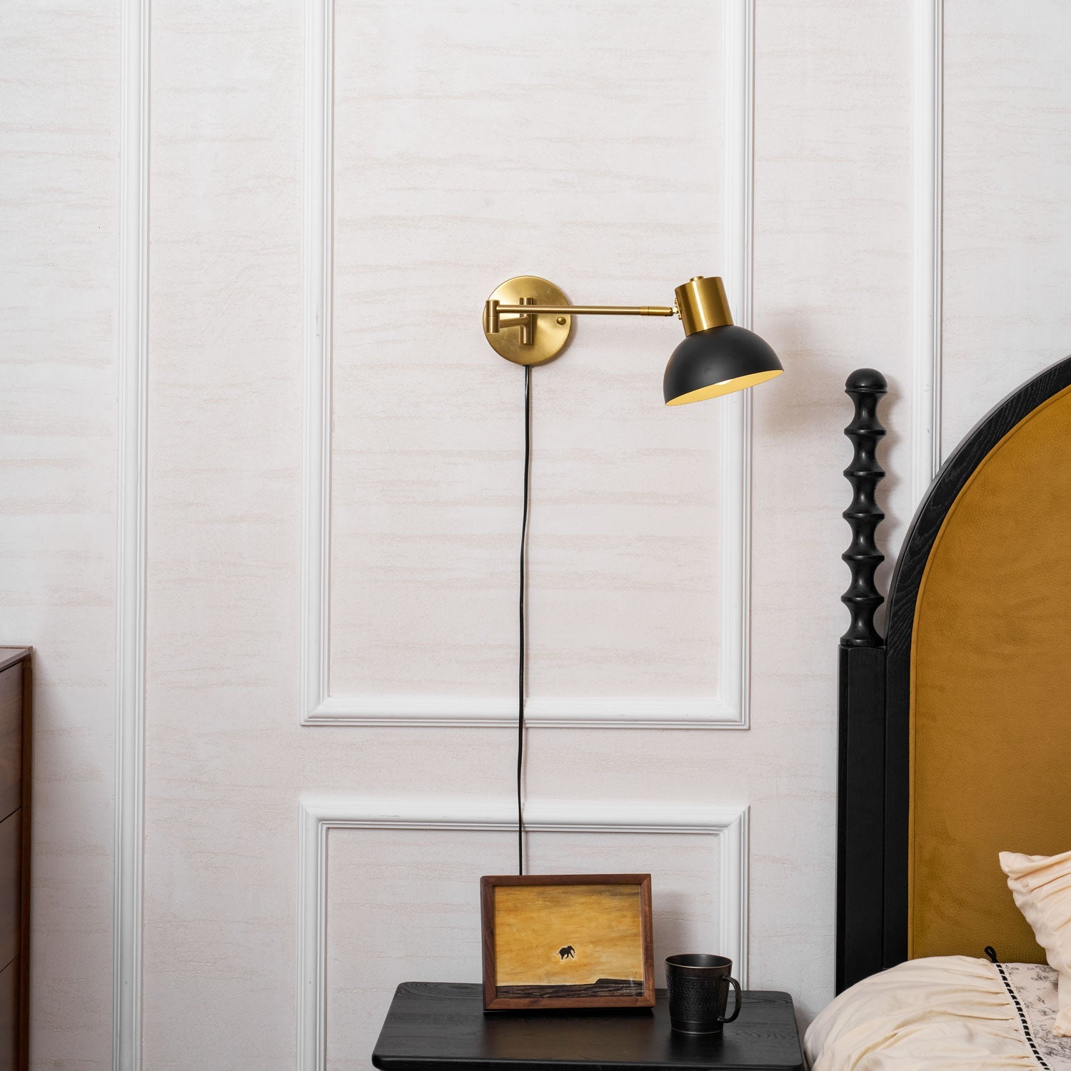 Swing Arm Wall Lamp, Plug In, Adjustable 360 Arm, E27 Socket