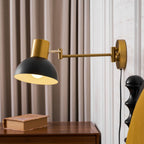 Swing Arm Wall Lamp, Plug In, Adjustable 360 Arm, E27 Socket