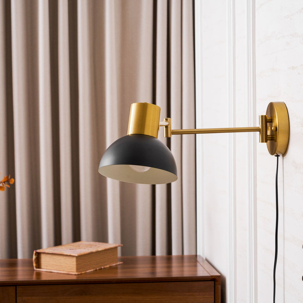 Swing Arm Wall Lamp, Plug In, Adjustable 360 Arm, E27 Socket