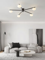 Loftlampe, Jasper Messing Sputnik, Hvide Glas Ovale Skærme, G9, Lav Profil