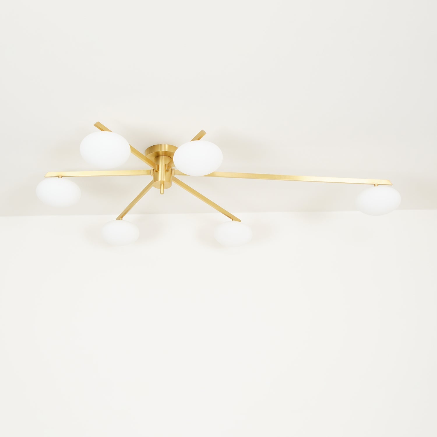 Loftlampe, Jasper Messing Sputnik, Hvide Glas Ovale Skærme, G9, Lav Profil
