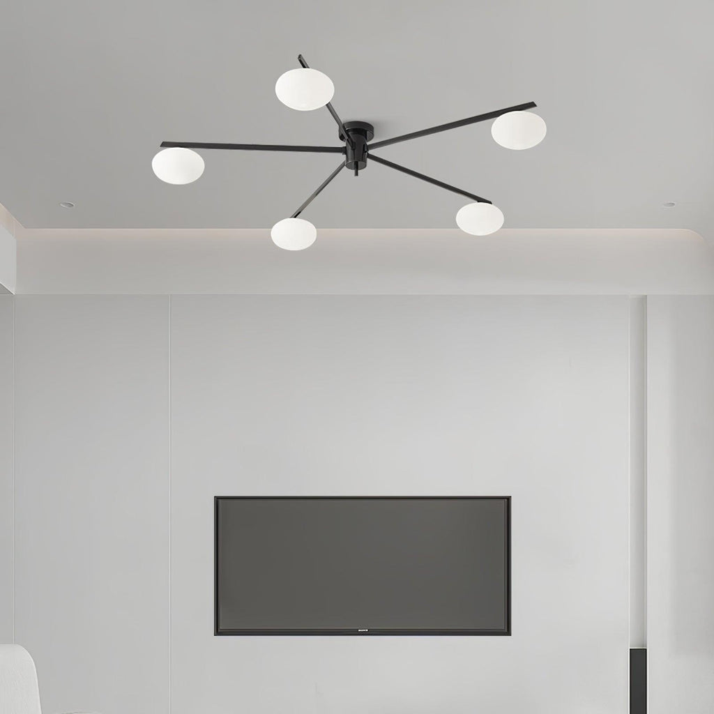 Loftlampe, Jasper Messing Sputnik, Hvide Glas Ovale Skærme, G9, Lav Profil