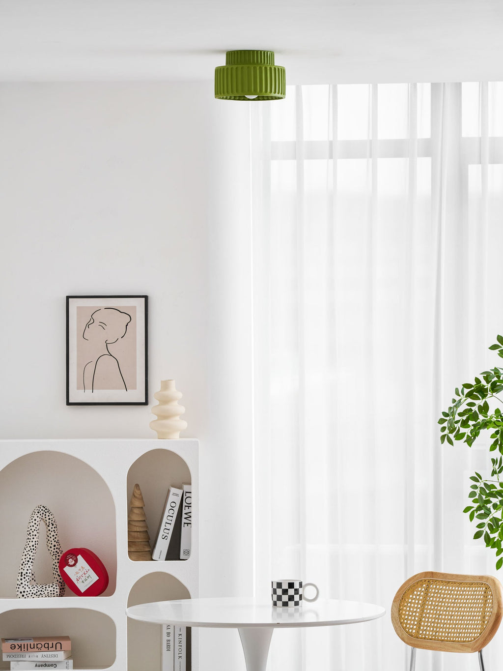 Loftlampe, Kami Plisseret Harpiks Skærm, E27, Til Loft- eller Vægmontering