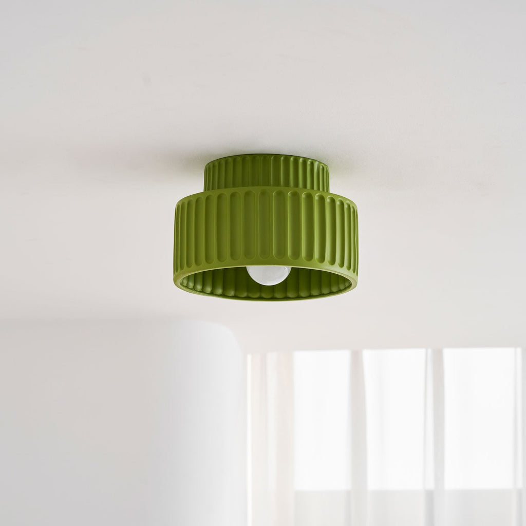 Loftlampe, Kami Plisseret Harpiks Skærm, E27, Til Loft- eller Vægmontering