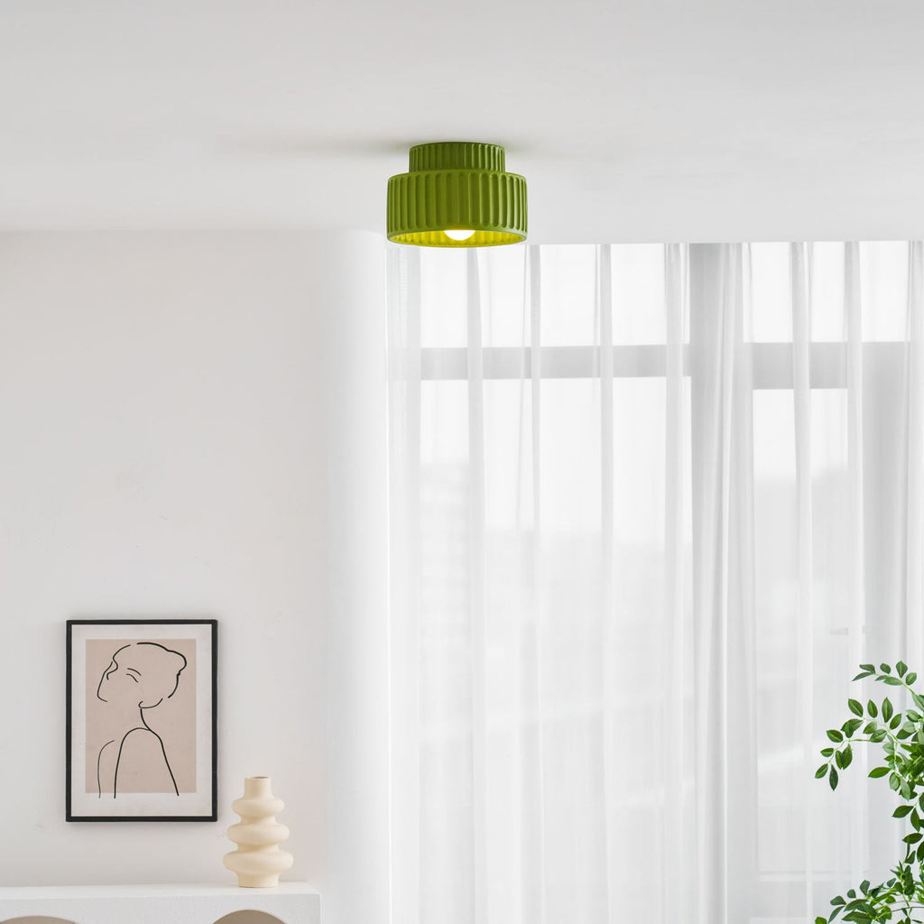 Loftlampe, Kami Plisseret Harpiks Skærm, E27, Til Loft- eller Vægmontering