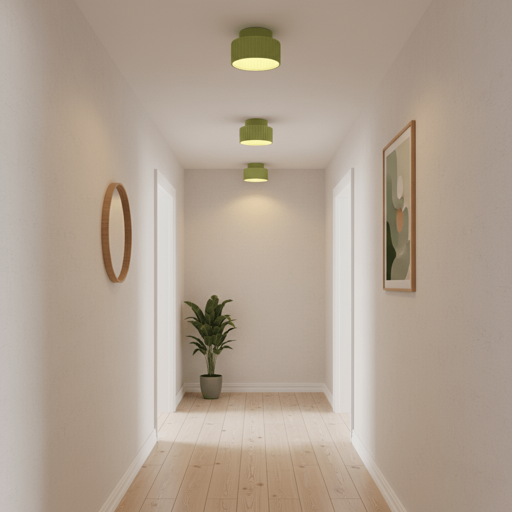 Diagram of pleated resin ceiling light shade and base