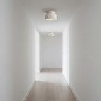 Diagram of pleated resin ceiling light showing dimensions