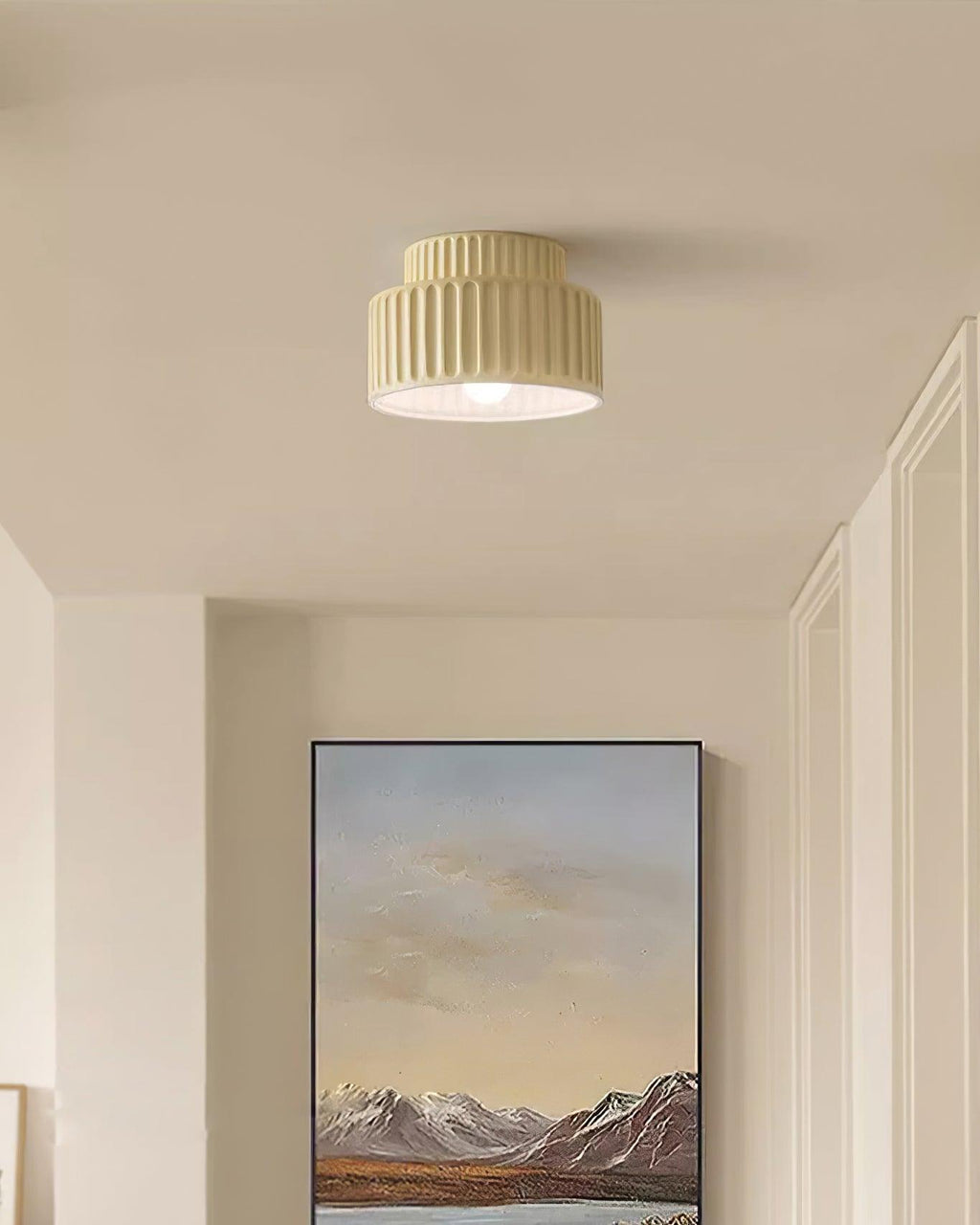 Loftlampe, Kami Plisseret Harpiks Skærm, E27, Til Loft- eller Vægmontering