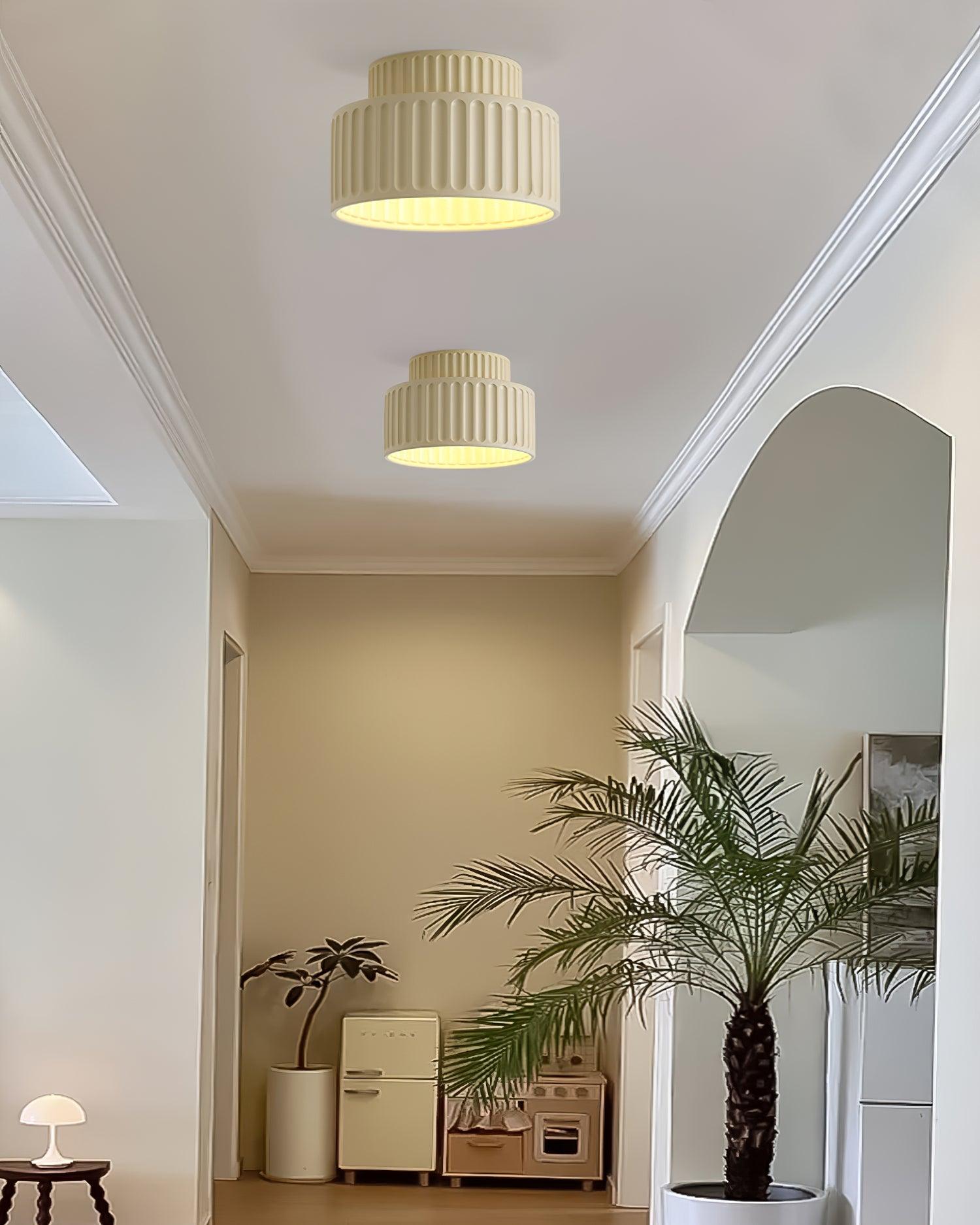 Loftlampe, Kami Plisseret Harpiks Skærm, E27, Til Loft- eller Vægmontering