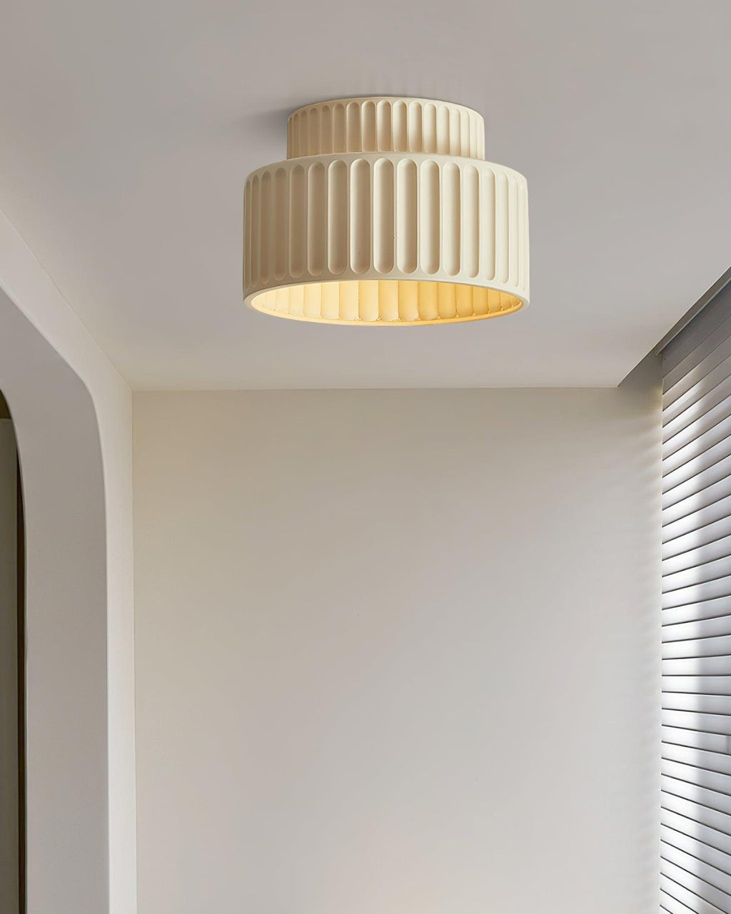 Loftlampe, Kami Plisseret Harpiks Skærm, E27, Til Loft- eller Vægmontering