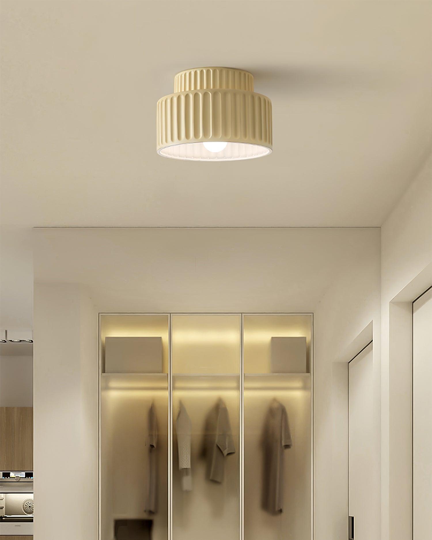 Loftlampe, Kami Plisseret Harpiks Skærm, E27, Til Loft- eller Vægmontering