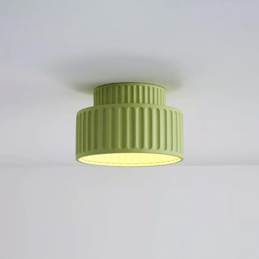 Modern retro pleated resin ceiling light with white resin rim