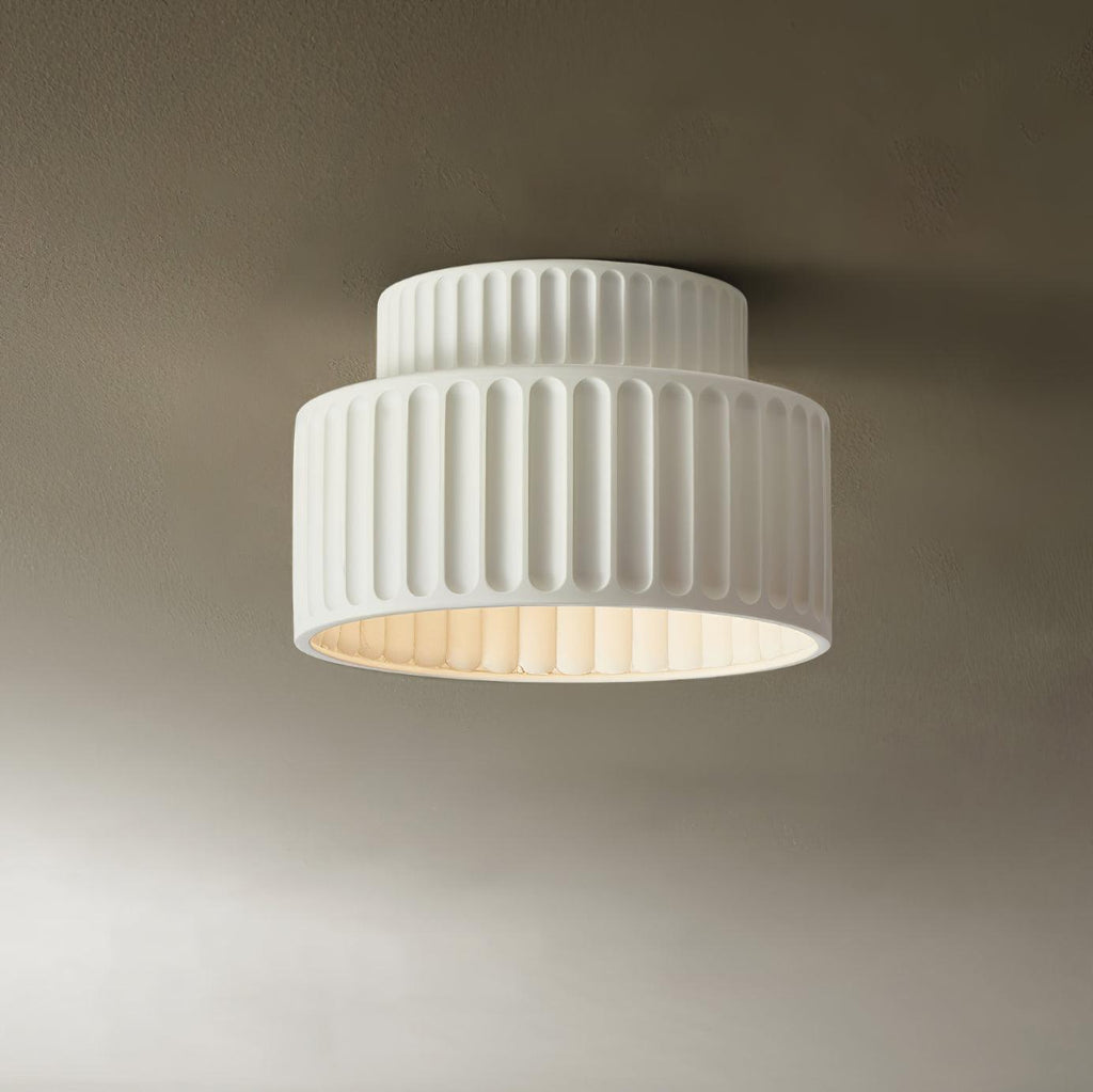 Loftlampe, Kami Plisseret Harpiks Skærm, E27, Til Loft- eller Vægmontering