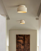 Pleated resin ceiling light with acrylic shade and white rim