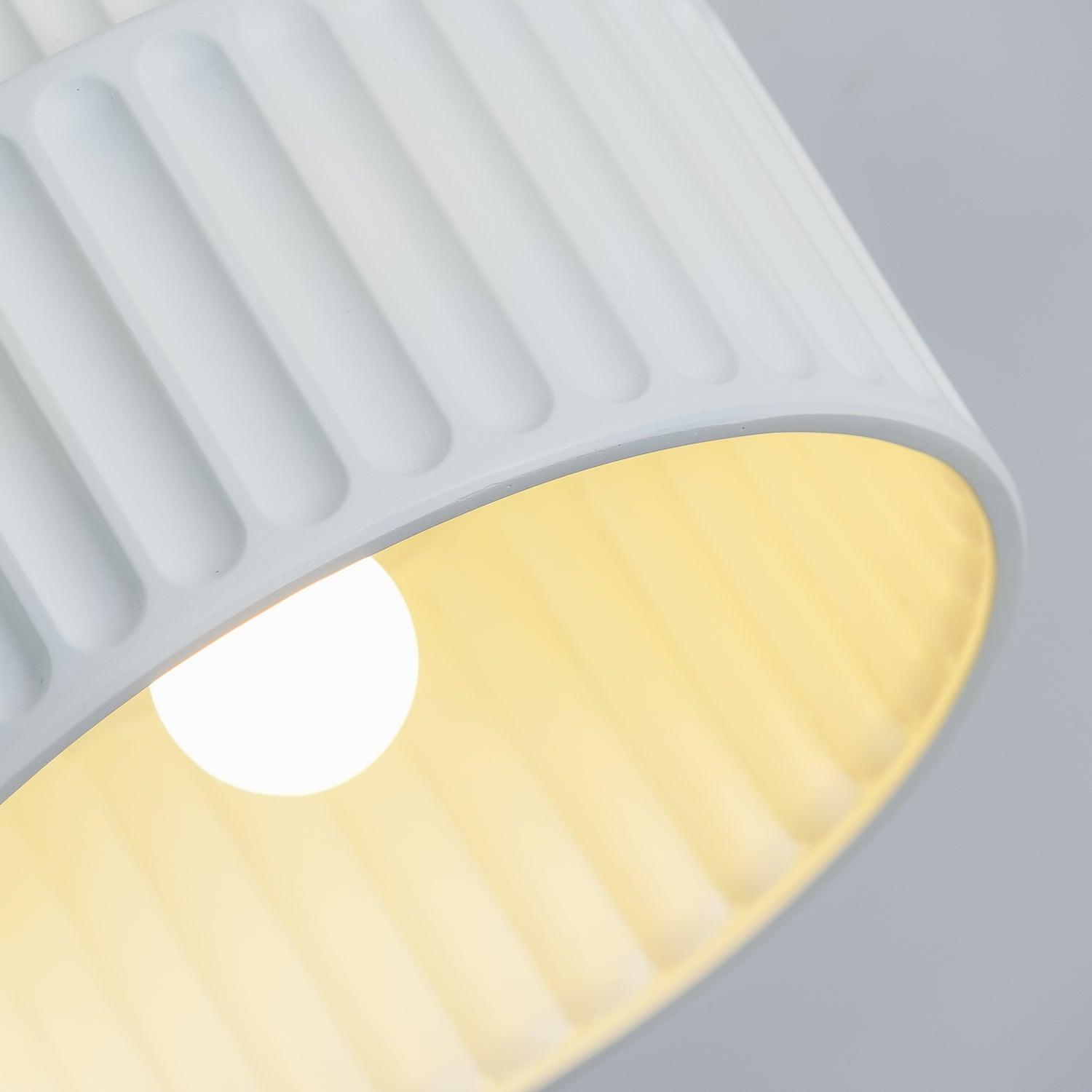 Pleated resin ceiling light with soft even light and white rim